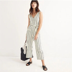 Madewell Striped Pull-On Jumpsuit Linen/Cotton Small